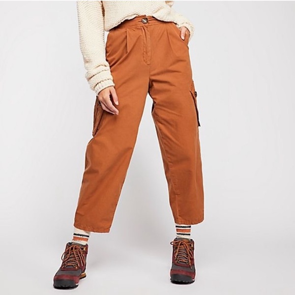 Free People | Burnt Orange Taper Leg Cargo Pants - Picture 1 of 8